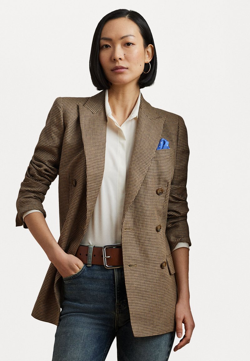 Lauren Ralph Lauren HOUNDSTOOTH DOUBLE BREASTED TWILL BLAZER - Blézer - brown