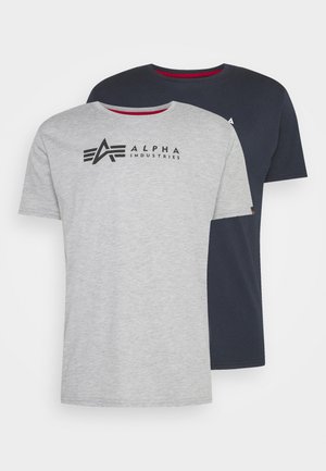 LABEL 2 PACK - Print T-shirt - grey heather/rep blue