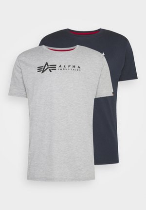 Alpha Industries LABEL 2 PACK - Print T-shirt - grey heather/rep blue