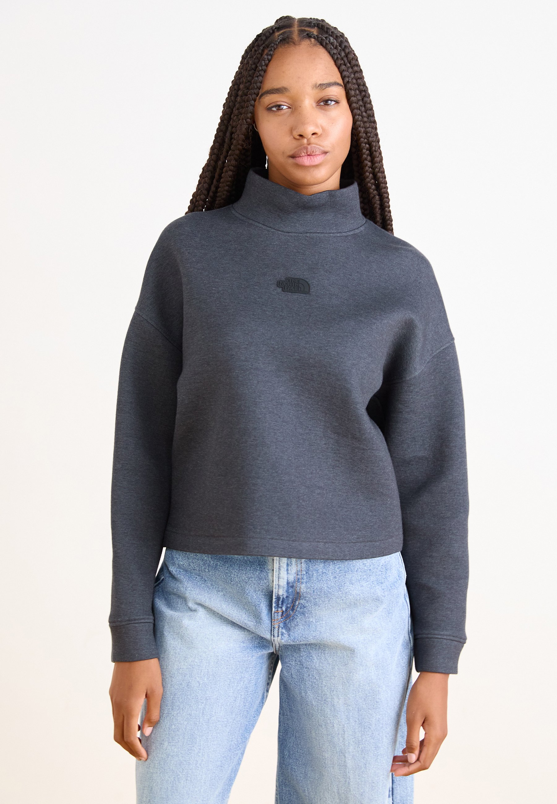 The North Face MOCK NECK - Sweatshirt - black heather/mottled