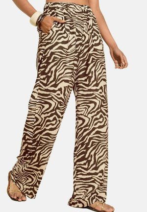 REGULAR FIT - WIDE WAIST  - Trousers - brown zebra print
