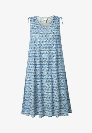 Ulla Popken, MIDIKLEID, RHOMBENMUSTER A-LINIE, V-AUSSCHNITT, ÄRMELLOS - Jerseykleid - denim blue