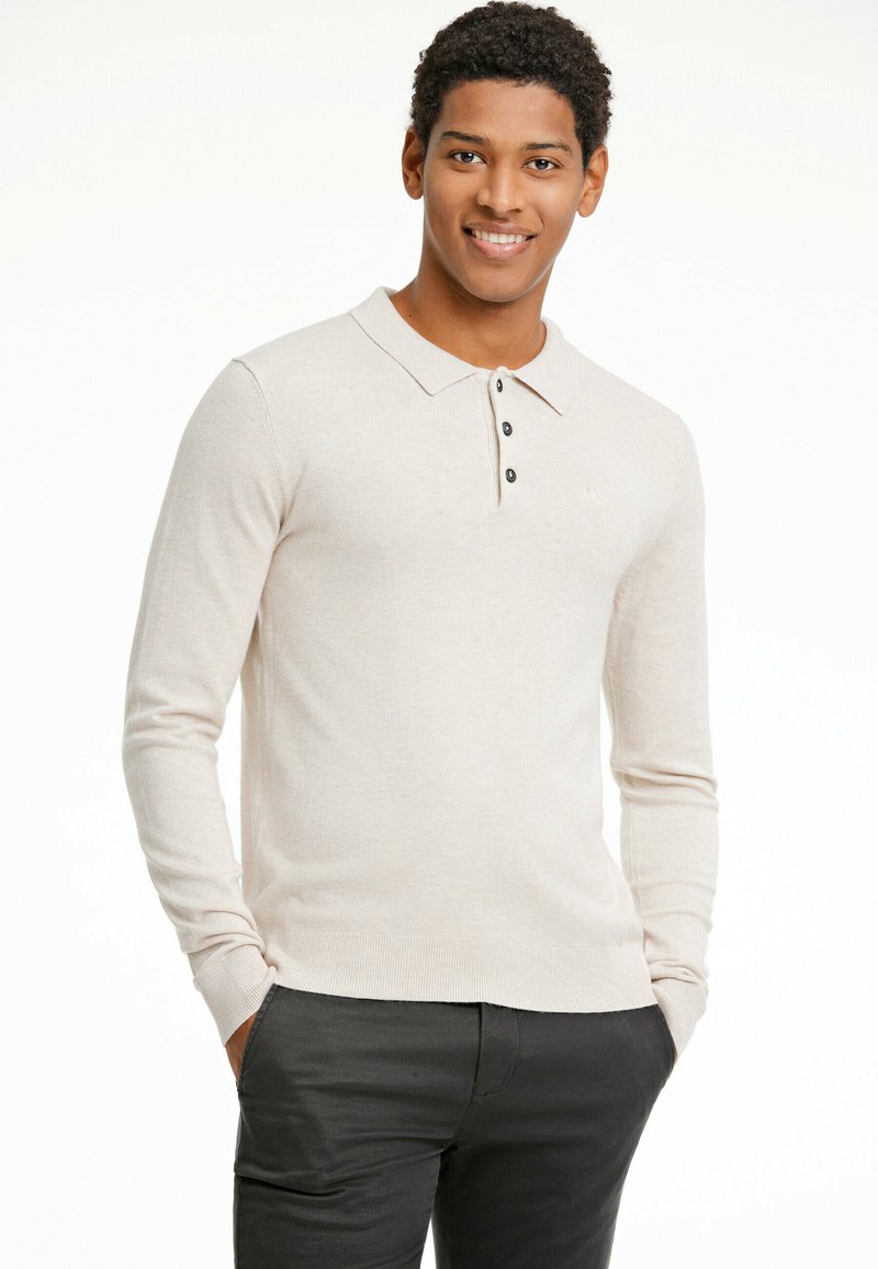 Lindbergh LONG SLEEVE  - Polo - off white mel