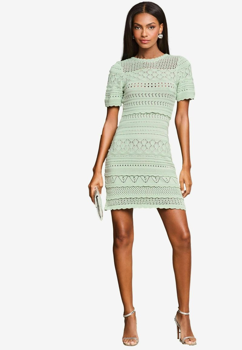Lipsy REGULAR FIT - CROCHET FIT AND FLARE SHORT SLEEVE SUMMER - Sarafanas - green