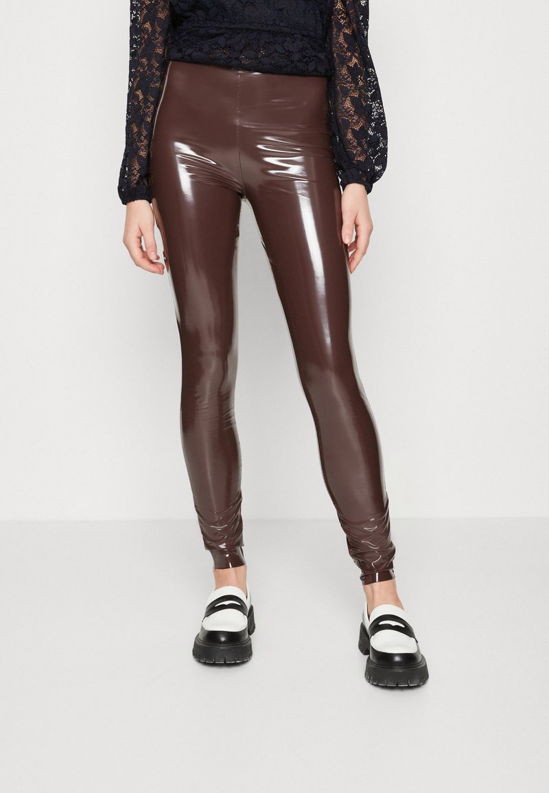 Good American PULL ON SKINNY Leggings Trousers dark cocoa/dark