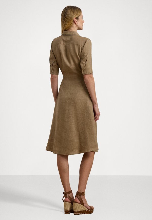 SOFT DRAPEY LINEN DRESS - Shirt dress - madison tan4