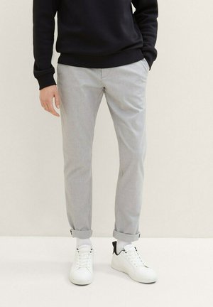 TOM TAILOR DENIM Trousers - grey white mini houndstooth