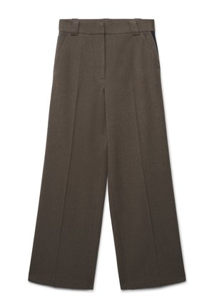 PALAZZO CON BANDA LATERALE - Stoffhose - marrone scuro melange