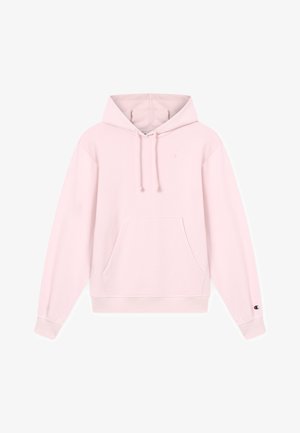 Sudadera con capucha rosa hecha de tela suave, con un bolsillo frontal, capucha con cordón ajustable y puños acanalados. Logo en la manga izquierda.