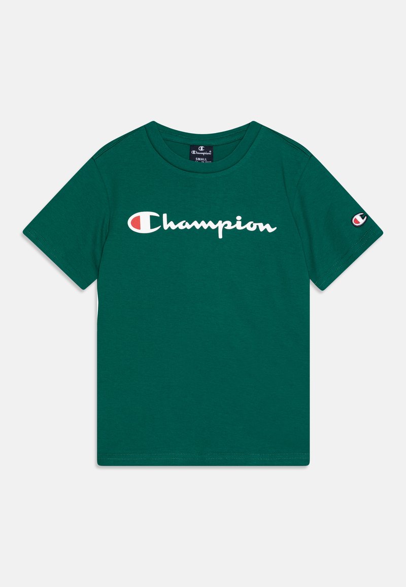 Champion ICONS CREWNECK LARGE LOGO - Camiseta estampada - dark green