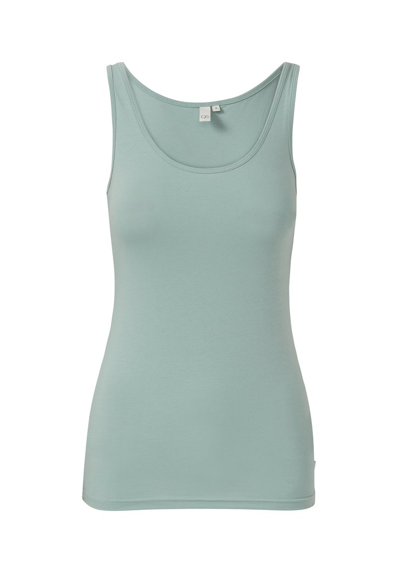 Lichtblauwe tanktop van zacht, rekbaar materiaal, met een ronde halslijn en een slanke pasvorm. Geen zichtbare patronen of accenten.
