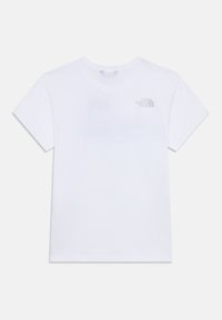 Vit t-shirt med kort ärm, tillverkad av bomull. Har en liten grå logotyp på vänstra bröstområdet. Rund halsdesign med rak skärning.