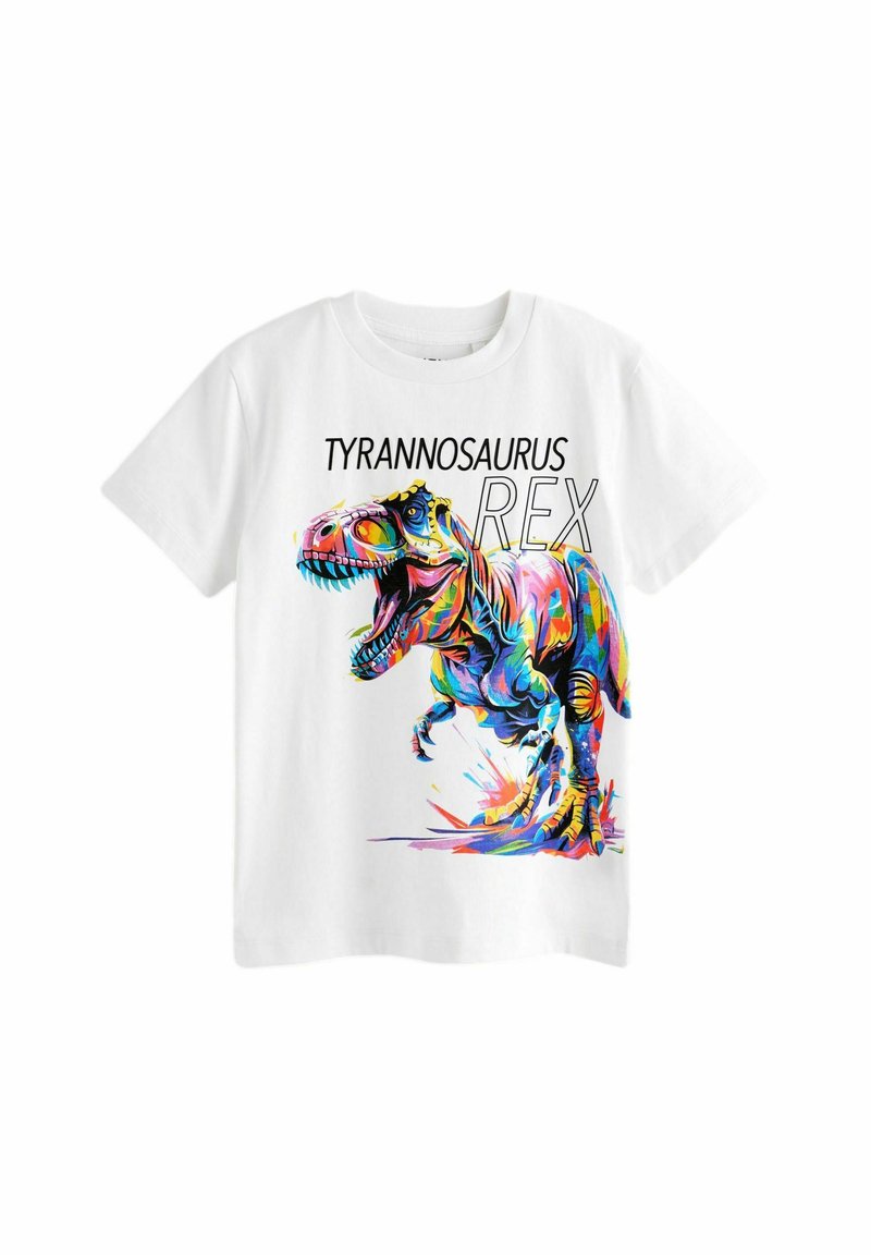 Next SHORT SLEEVE GRAPHIC  REGULAR FIT - Triko s potiskem - white rainbow dino