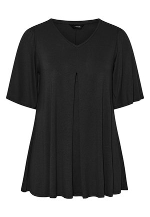 Yours Clothing, PLEAT SLEEVE SWING  - T-Shirt basic - black