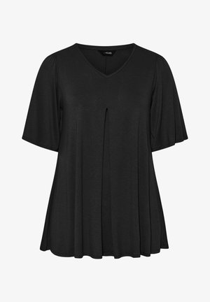 Yours Clothing, PLEAT SLEEVE SWING - T-Shirt basic - black