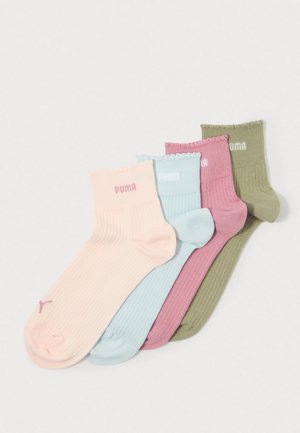 WOMEN SCALLOP EDGE QUARTER 4 PACK  - Socks - blue/green/pink combo