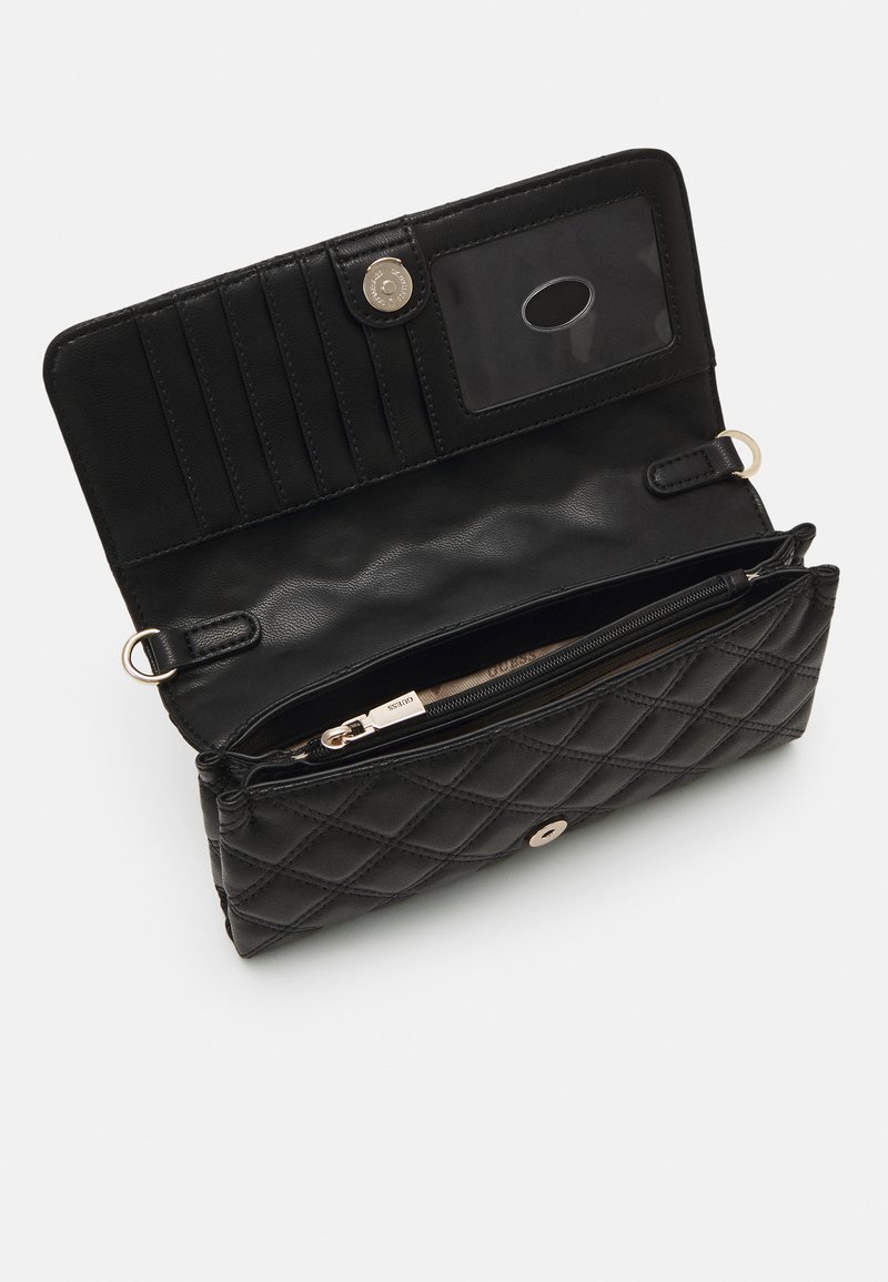 GUESS Giully Mini Xbody Flap Organizer Bag – Black Quilted Crossbody With Wallet Pockets