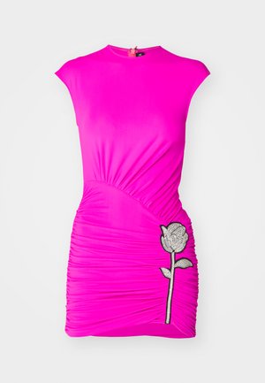 CRYSTAL ROSE HIP RUCHED MINI DRESS - Haljina od žerseja - fuchsia/silver