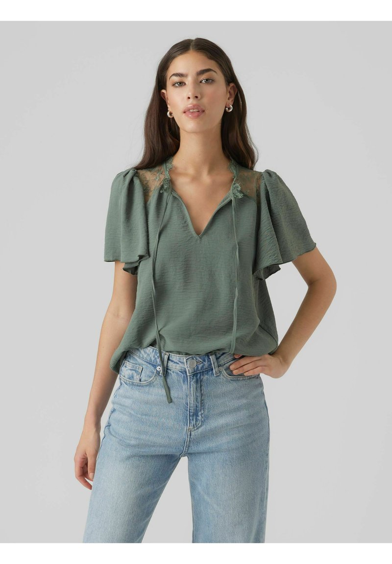 Vero Moda Blus - laurel wreath/grönmelerad - Zalando.se