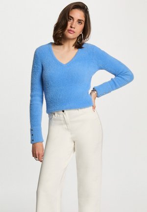 Morgan LONG-SLEEVED WITH FLUFFY - Neule - bleu
