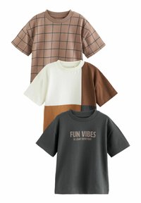 Next - SHORT SLEEVE CHARACTER 3 PACK - Trükipildiga T-särk - tan brown Väikepilt 1