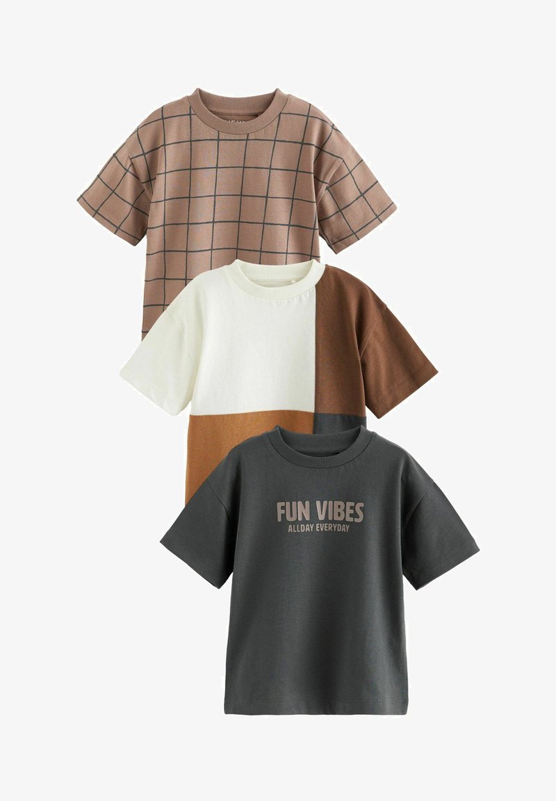 Next SHORT SLEEVE CHARACTER 3 PACK - Triko s potiskem - tan brown