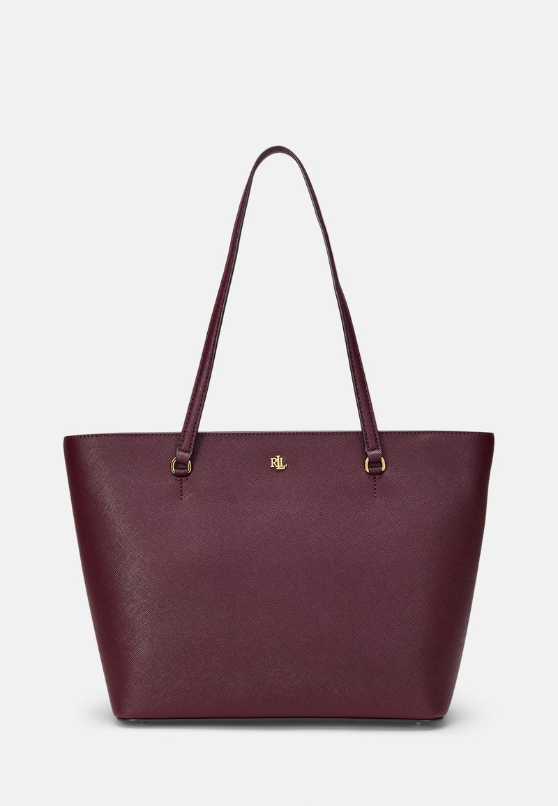 Lauren Ralph Lauren CROSSHATCH LEATHER MEDIUM KARLY TOTE - Håndveske - pinot noir