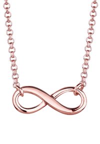 Rose gold uendelighed vedhæng halskæde på en tynd kæde. Vedhænget har et glat, kontinuerligt loop design og poleret finish.