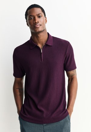 Next, REGULAR FIT - TEXTURED SMART ZIP NECK POLO SHIRT  . - Poloshirt - purple
