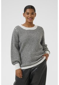 Kaffe Curve ELIONA - Pulover - light grey m black structure