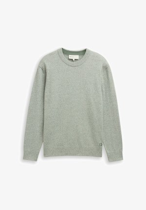 TOM TAILOR DENIM, BASIC CREWNECK - Strickpullover - olive white mouline