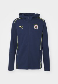 Puma FENERBAHCE ISTANBUL CASUALS HOODED - Klubové oblečení - club navy/speed yellow