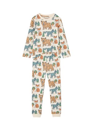 Vertbaudet, VERTBAUDET BOYS' PADDLE SUIT FOREST ANIMALS, ALLOVER PRINT  SET - Nachtwäsche Set - wollweiß