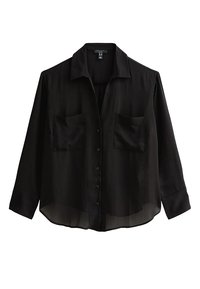 New Look Curves CURVES FRONT POCKET V-NECK - Button-down blouse - black
