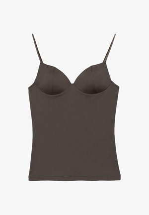Stradivarius, CORSETRY-INSPIRED TOP - Débardeur - dark brown