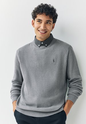 REGULAR FIT GINGHAM OXFORD MOCK  - Svetrík - grey