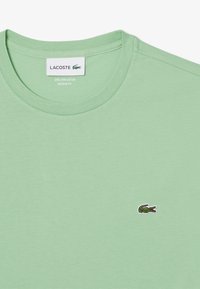 Mintgroene katoenen T-shirt met een ronde hals. Voorzien van een geborduurd krokodillenlogo op de linkerbovenborst. Regular fit ontwerp.