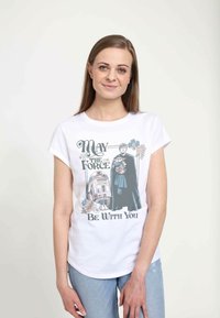 Star Wars STAR WARS: THE MANDALORIAN MTFBWY - Triko s potiskem - white