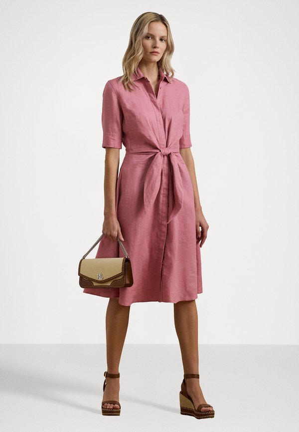 SOFT DRAPEY LINEN DRESS - Shirt dress - rose mauve4