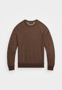 TEXTURED COTTON CREWNECK SWEATER - Trui - brown combo