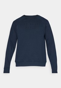 Felpa blu navy con colletto rotondo, maniche raglan e lettering in rilievo "TED BAKER SPORT" sul petto. Texture morbida, tessuto elasticizzato.