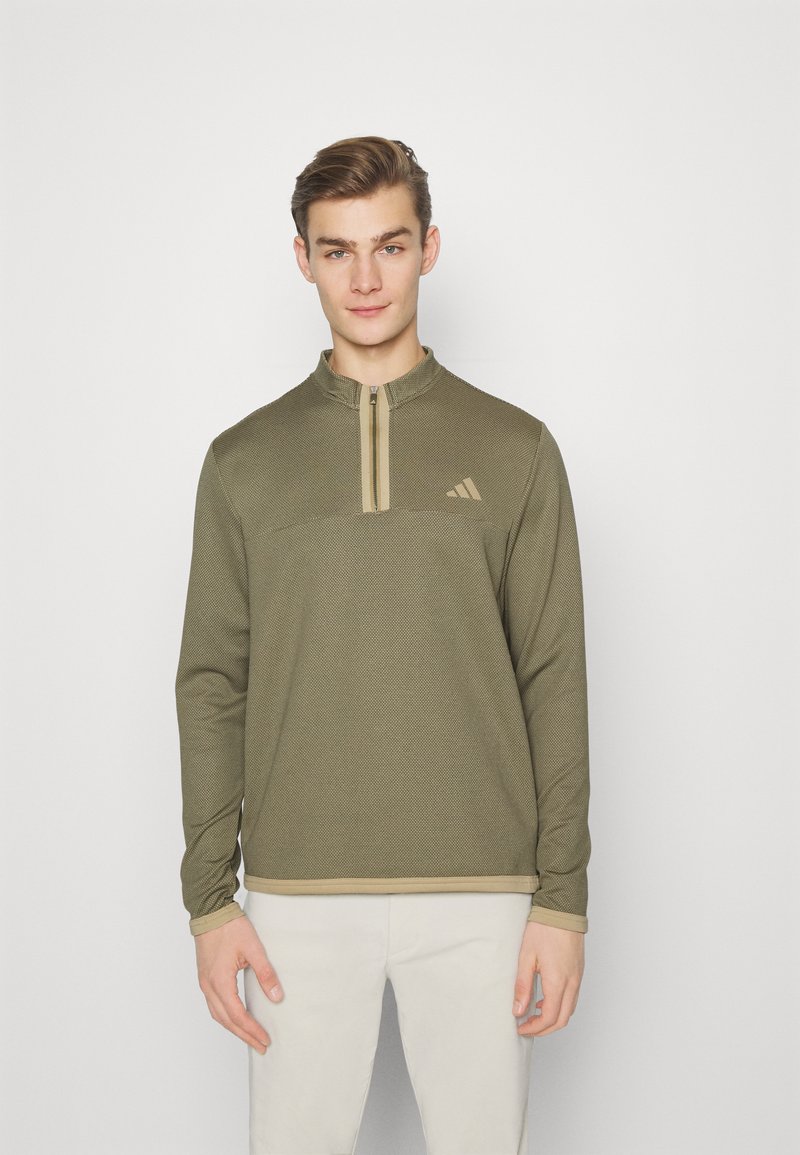 adidas Golf MICRODOT QUARTER ZIP Sweatshirt olive strata/hemp/olive