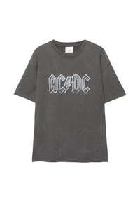 Siva, ohlapna majica z značajem, z obrabljenim videzom in drzno AC/DC grafiko v belem s poudarkom na streli. Kratki rokavi, okrogla izreza.