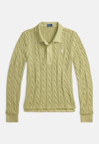 CABLE-KNIT COTTON LONG-SLEEVE POLO SHIRT - Jumper - light olive
