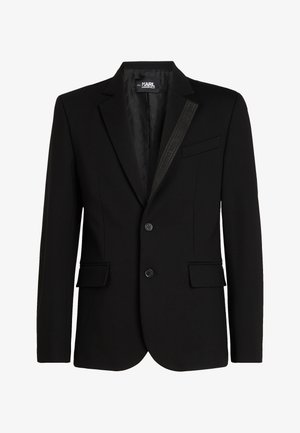 Must black tailored blazer, mis smooth kangast valmistatud, sisaldab slim fit lõiget, kahte esimist taskut, lõikega krae ning ühte nööpi sulgemiseks.