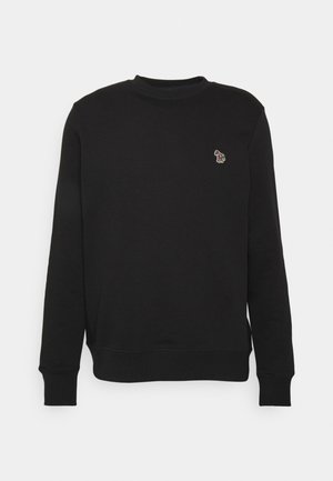 Sweatshirt noir en mélange de coton, avec un col rond côtelé, des manches longues et un logo d'éléphant brodé sur la poitrine.