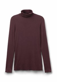 Burgundské dlouhé rukávy rolák z měkké, hladké látky s volným střihem a designem s volným výstřihem.