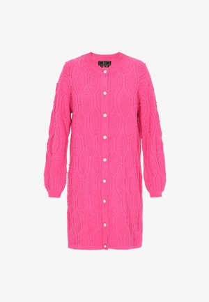 Roosa koonusfase koos koonusmustriga, nupuga ees sulgemine, pikad varrukad ja kaunistatud väikeste helmestega.