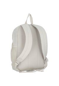 Zaino grigio chiaro con spallacci e pannello posteriore in rete traspirante e imbottita. Dotato di spallacci regolabili e maniglia superiore per il trasporto. Esterno in tessuto liscio.
