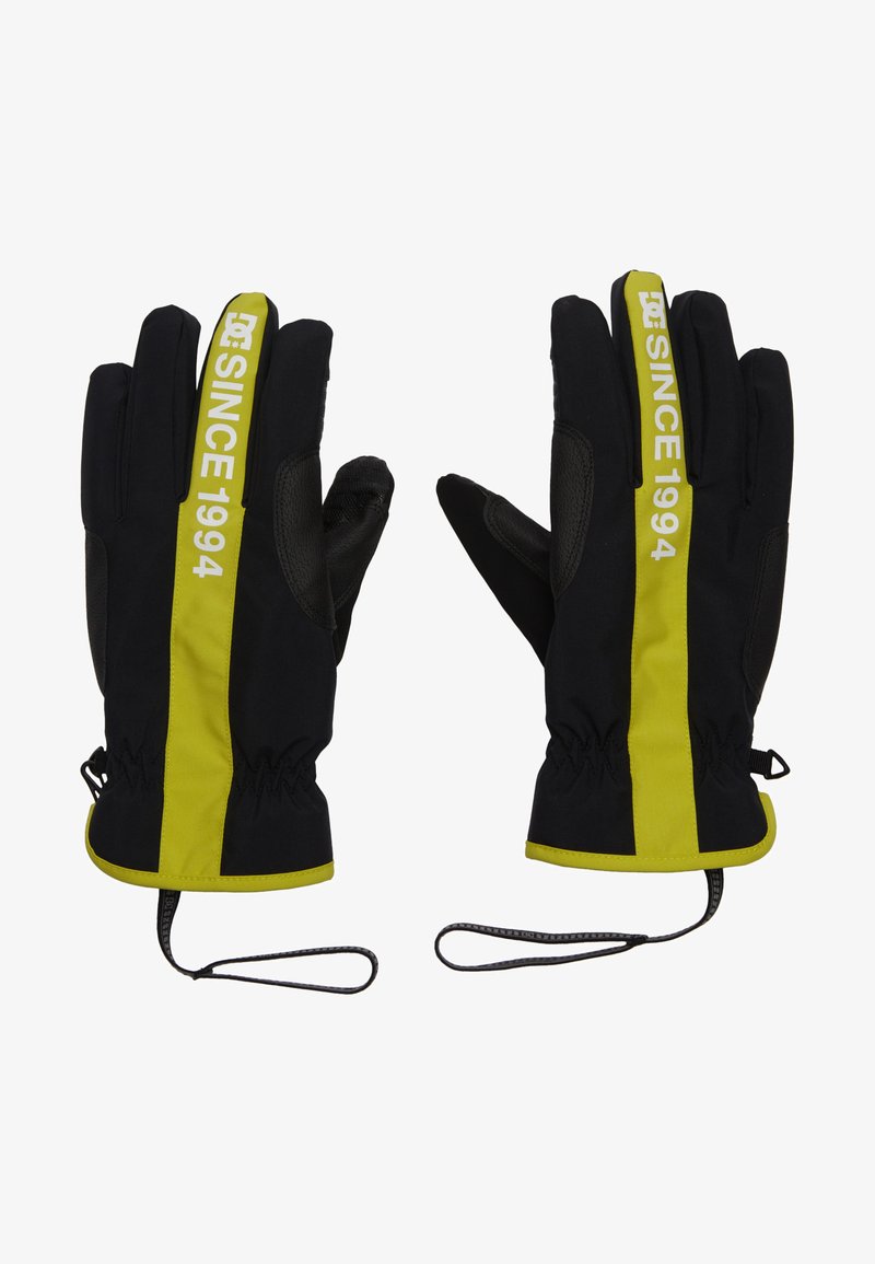 Czarne rękawice z jasnółożowym paskiem i napisem "OD 1994", elastycznymi mankietami oraz teksturowanymi akcentami antypoślizgowymi na dłoniach.